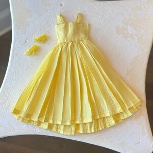 Vintage Barbie Premier Bild Lilli Maddie Yellow Pleated gown dress, Slip, Heels